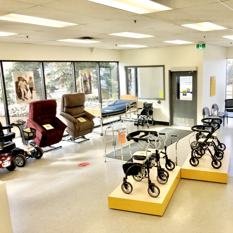 Edmonton showroom with power lift recliners and walking aids