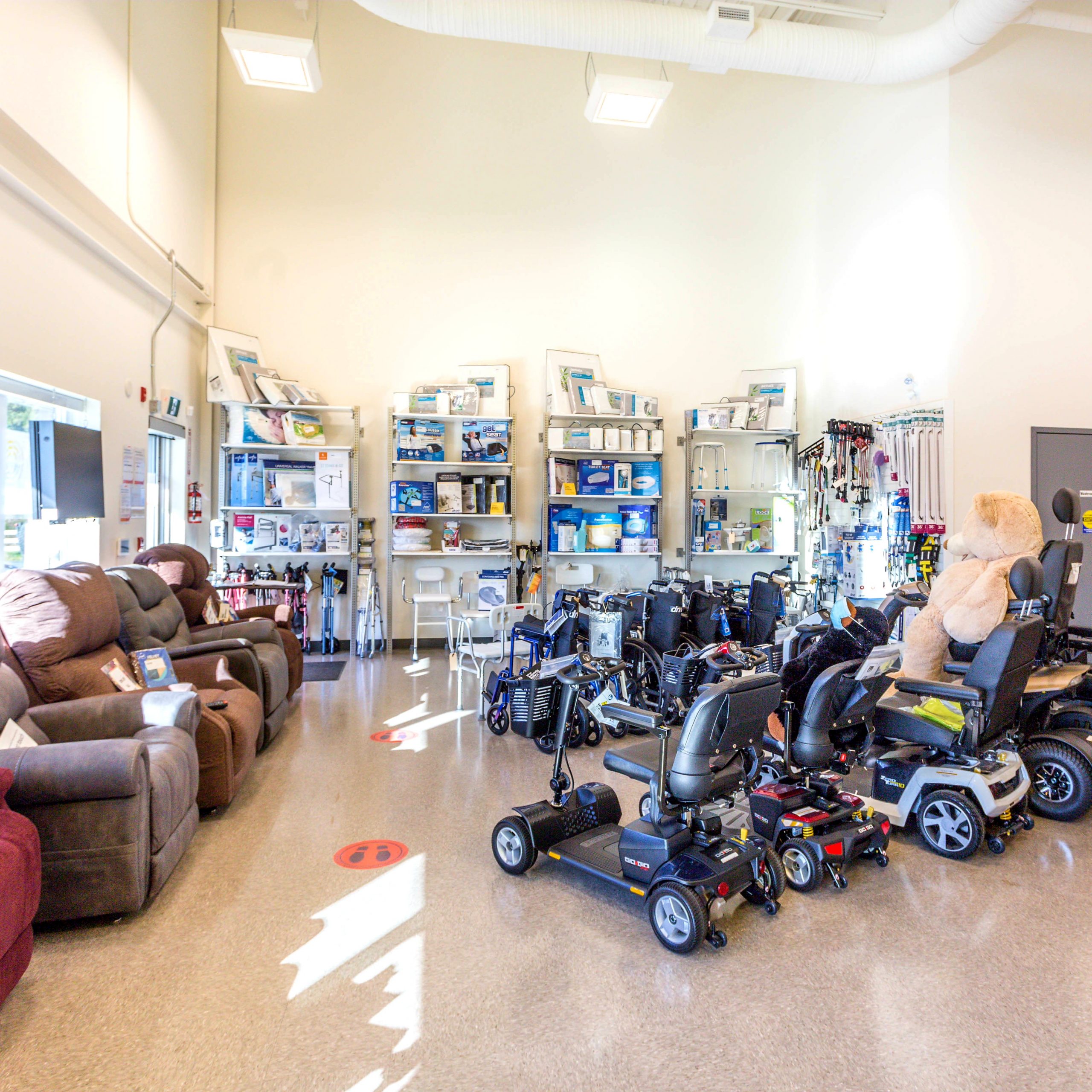 Nanaimo power lift recliners and mobility scooters in showroom