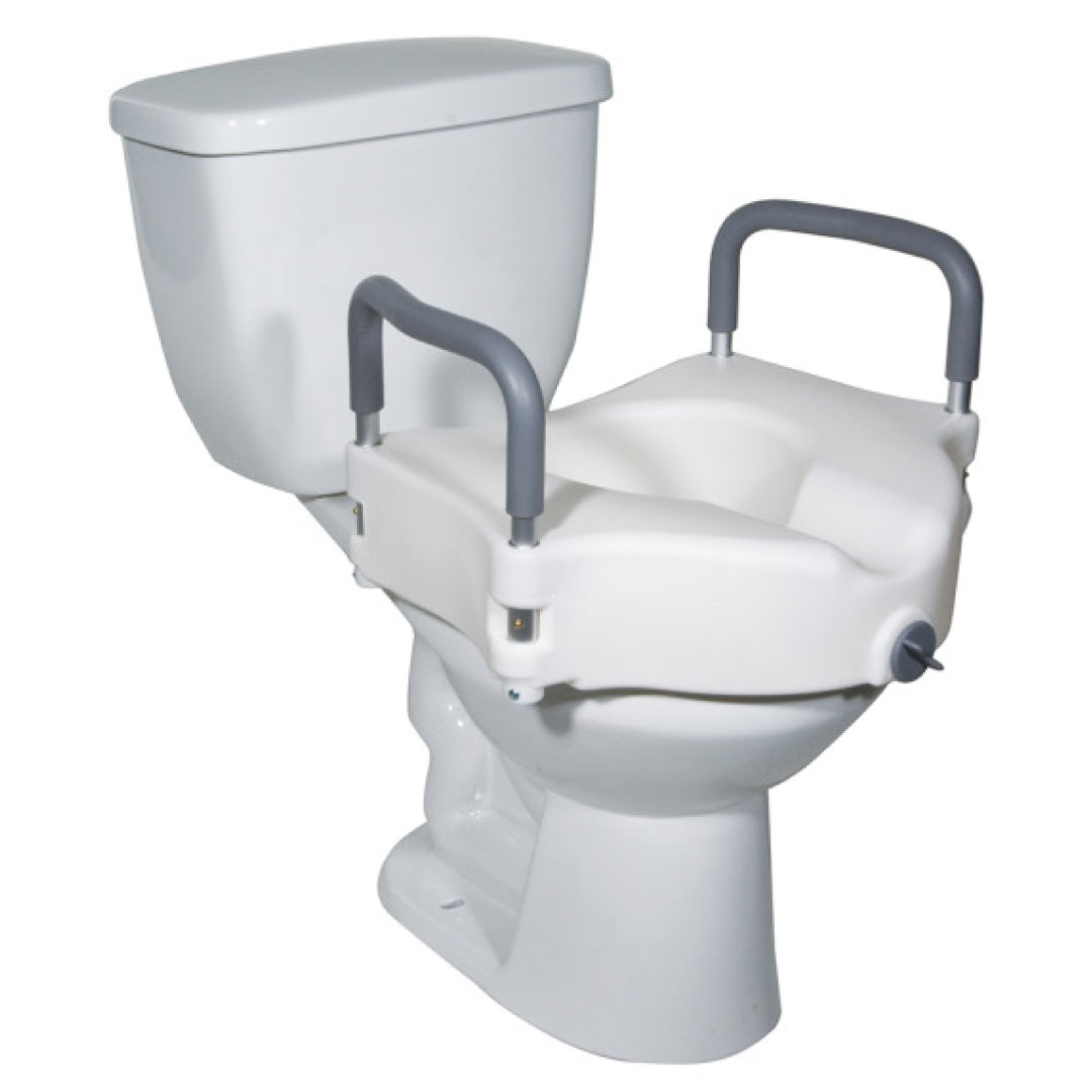 2-in-1 Locking Raised Toilet Seat with Tool-free Removable Arms