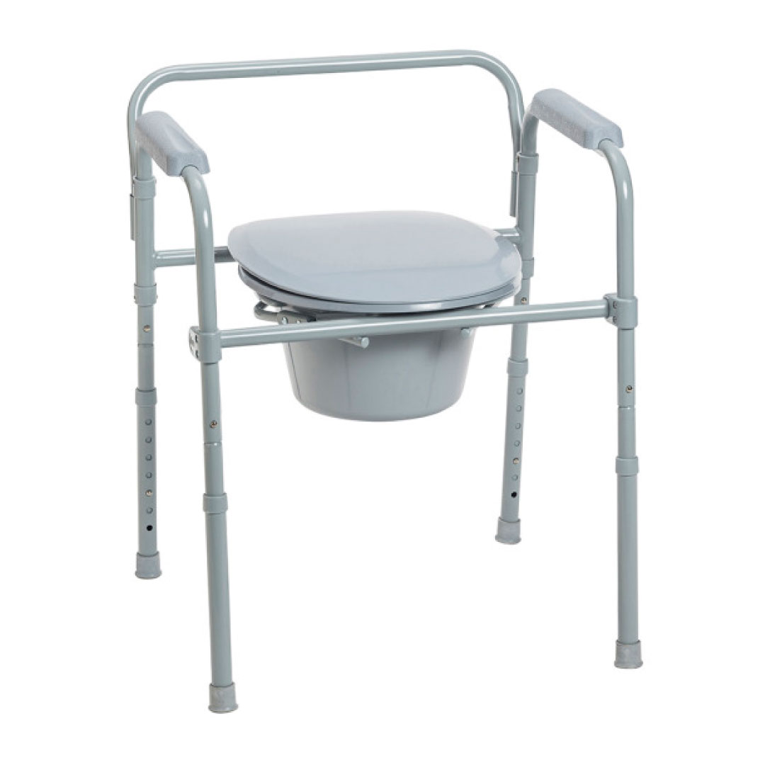 Folding steel commode